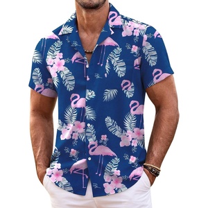 image:imageCOOFANDY Mens Hawaiian Shirt Short Sleeve Floral Button Down Shirts Tropical Summer Beach Shirts Camp Collar ShirtBlueflamingo