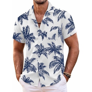 image:imageCOOFANDY Mens Hawaiian Shirt Short Sleeve Floral Button Down Shirts Tropical Summer Beach Shirts Camp Collar ShirtCoconut Treewhite