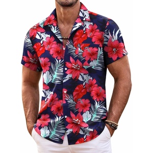 image:imageCOOFANDY Mens Hawaiian Shirt Short Sleeve Floral Button Down Shirts Tropical Summer Beach Shirts Camp Collar ShirtNavyfloral