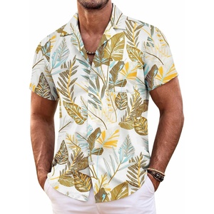 image:imageCOOFANDY Mens Hawaiian Shirt Short Sleeve Floral Button Down Shirts Tropical Summer Beach Shirts Camp Collar ShirtW Palm Leaf
