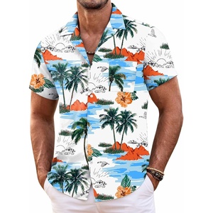 image:imageCOOFANDY Mens Hawaiian Shirt Short Sleeve Floral Button Down Shirts Tropical Summer Beach Shirts Camp Collar ShirtWhite Coconut Tree