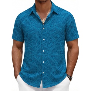 image:imageCOOFANDY Mens Hawaiian Shirts Short Sleeve Button Down Aloha Shirts Summer Vacation Beach ShirtsBluebanana Leaf
