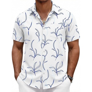 image:imageCOOFANDY Mens Hawaiian Shirts Short Sleeve Button Down Aloha Shirts Summer Vacation Beach ShirtsWhite  Light Blue