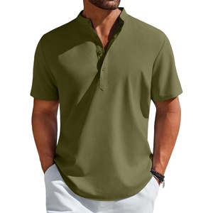 image:imageCOOFANDY Mens Henley Shirt Short Sleeve Casual TShirt Summer Beach Hippie Henley Tee ShirtArmy Green