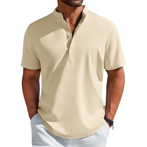 image:imageCOOFANDY Mens Henley Shirt Short Sleeve Casual TShirt Summer Beach Hippie Henley Tee ShirtBeige