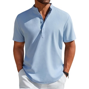 image:imageCOOFANDY Mens Henley Shirt Short Sleeve Casual TShirt Summer Beach Hippie Henley Tee ShirtBlue