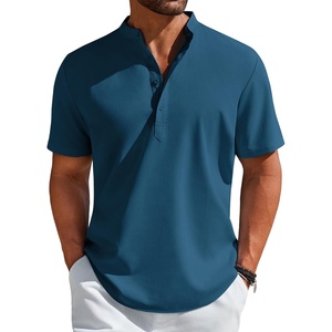 image:imageCOOFANDY Mens Henley Shirt Short Sleeve Casual TShirt Summer Beach Hippie Henley Tee ShirtDeep Blue