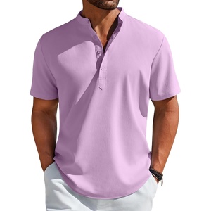 image:imageCOOFANDY Mens Henley Shirt Short Sleeve Casual TShirt Summer Beach Hippie Henley Tee ShirtLavender