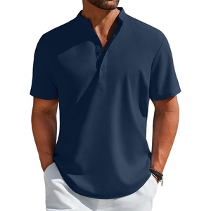 image:imageCOOFANDY Mens Henley Shirt Short Sleeve Casual TShirt Summer Beach Hippie Henley Tee ShirtNavy Blue