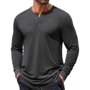 image:imageCOOFANDY Mens Henley Shirts Long Sleeve T Shirts Casual Lightweight Fashion Button Pullover Tee ShirtDark Drey