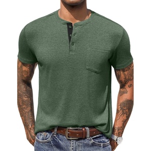 image:imageCOOFANDY Mens Henley Shirts Short Sleeve Button T Shirt Casual Summer Basic Tee Tops with PocketArmy Green