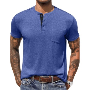 image:imageCOOFANDY Mens Henley Shirts Short Sleeve Button T Shirt Casual Summer Basic Tee Tops with PocketAzure Blue