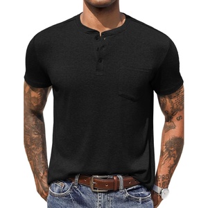 image:imageCOOFANDY Mens Henley Shirts Short Sleeve Button T Shirt Casual Summer Basic Tee Tops with PocketBlack