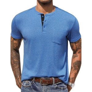 image:imageCOOFANDY Mens Henley Shirts Short Sleeve Button T Shirt Casual Summer Basic Tee Tops with PocketBlue