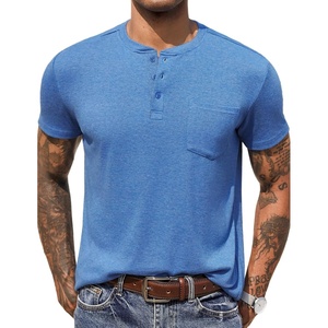 image:imageCOOFANDY Mens Henley Shirts Short Sleeve Button T Shirt Casual Summer Basic Tee Tops with PocketBlue1