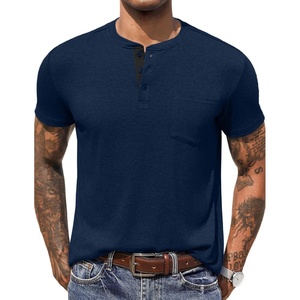 image:imageCOOFANDY Mens Henley Shirts Short Sleeve Button T Shirt Casual Summer Basic Tee Tops with PocketDark Blue