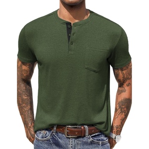 image:imageCOOFANDY Mens Henley Shirts Short Sleeve Button T Shirt Casual Summer Basic Tee Tops with PocketDark Green