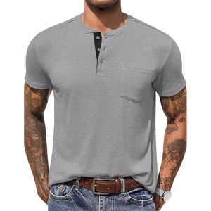image:imageCOOFANDY Mens Henley Shirts Short Sleeve Button T Shirt Casual Summer Basic Tee Tops with PocketGrey