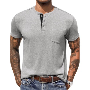 image:imageCOOFANDY Mens Henley Shirts Short Sleeve Button T Shirt Casual Summer Basic Tee Tops with PocketLight Gray