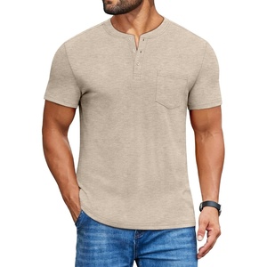 image:imageCOOFANDY Mens Henley Shirts Short Sleeve Button T Shirt Casual Summer Basic Tee Tops with PocketPure Coffee