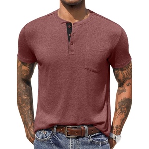 image:imageCOOFANDY Mens Henley Shirts Short Sleeve Button T Shirt Casual Summer Basic Tee Tops with PocketRed