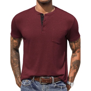 image:imageCOOFANDY Mens Henley Shirts Short Sleeve Button T Shirt Casual Summer Basic Tee Tops with PocketWine