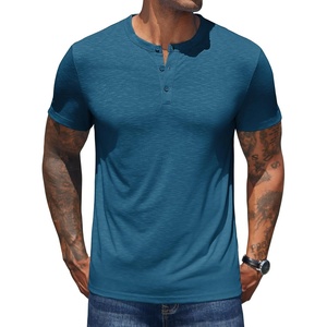 image:imageCOOFANDY Mens Henley Shirts Short Sleeve Casual Basic Henley Tee Summer Button Lightweight Stretch T ShirtsDark Blue