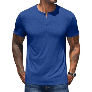 image:imageCOOFANDY Mens Henley Shirts Short Sleeve Casual Basic Henley Tee Summer Button Lightweight Stretch T ShirtsSky Blue