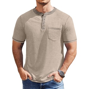 image:imageCOOFANDY Mens Henley Shirts Short Sleeve Casual Button TShirts Basic Tee Shirts Summer Vintage T Shirts with PocketKhaki