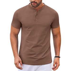 image:imageCOOFANDY Mens Henley Shirts Short Sleeve Casual Stylish Tshirt Lightweight Summer Basic Tee TopsBrown