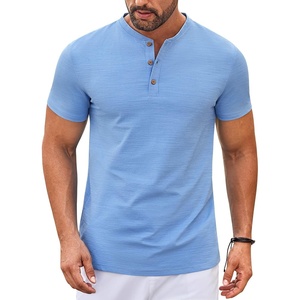 image:imageCOOFANDY Mens Henley Shirts Short Sleeve Casual Stylish Tshirt Lightweight Summer Basic Tee TopsClear Blue