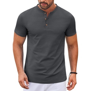 image:imageCOOFANDY Mens Henley Shirts Short Sleeve Casual Stylish Tshirt Lightweight Summer Basic Tee TopsDark Grey