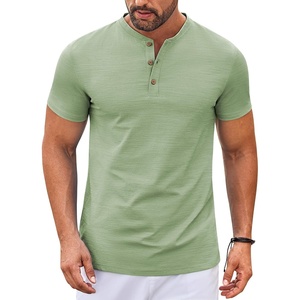 image:imageCOOFANDY Mens Henley Shirts Short Sleeve Casual Stylish Tshirt Lightweight Summer Basic Tee TopsGreen