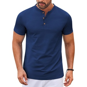 image:imageCOOFANDY Mens Henley Shirts Short Sleeve Casual Stylish Tshirt Lightweight Summer Basic Tee TopsNavy Blue