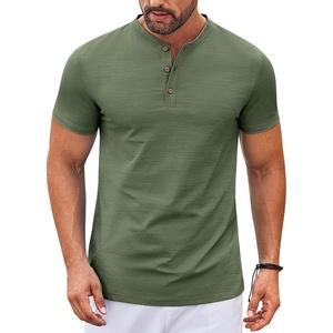 image:imageCOOFANDY Mens Henley Shirts Short Sleeve Casual Stylish Tshirt Lightweight Summer Basic Tee TopsOlive Green