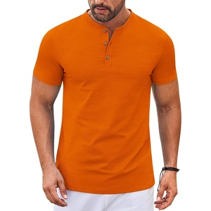 image:imageCOOFANDY Mens Henley Shirts Short Sleeve Casual Stylish Tshirt Lightweight Summer Basic Tee TopsOrange