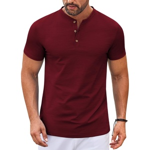 image:imageCOOFANDY Mens Henley Shirts Short Sleeve Casual Stylish Tshirt Lightweight Summer Basic Tee TopsWine Red