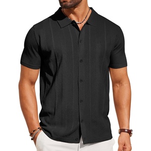 image:imageCOOFANDY Mens Knit Short Sleeve Button Down Polo ShirtsBlack