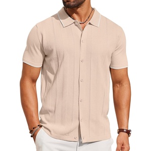 image:imageCOOFANDY Mens Knit Short Sleeve Button Down Polo ShirtsCream White