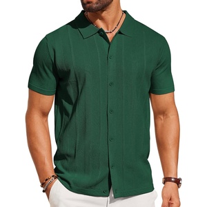 image:imageCOOFANDY Mens Knit Short Sleeve Button Down Polo ShirtsGreen