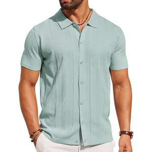 image:imageCOOFANDY Mens Knit Short Sleeve Button Down Polo ShirtsIce Green