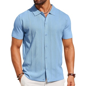 image:imageCOOFANDY Mens Knit Short Sleeve Button Down Polo ShirtsLight Blue