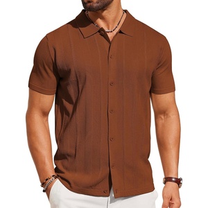 image:imageCOOFANDY Mens Knit Short Sleeve Button Down Polo ShirtsTerracotta