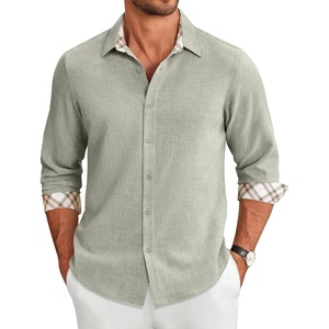 image:imageCOOFANDY Mens Long Sleeve Button Down Shirts Casual Untucked Shirt Regular Fit Dress ShirtAlight Green
