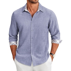 image:imageCOOFANDY Mens Long Sleeve Button Down Shirts Casual Untucked Shirt Regular Fit Dress ShirtBlue Gray