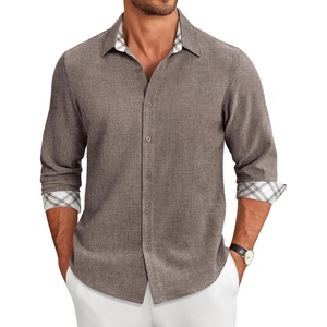 image:imageCOOFANDY Mens Long Sleeve Button Down Shirts Casual Untucked Shirt Regular Fit Dress ShirtBrown