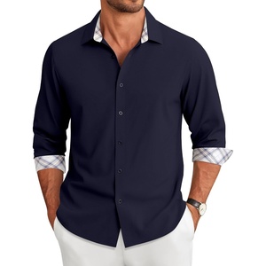 image:imageCOOFANDY Mens Long Sleeve Button Down Shirts Casual Untucked Shirt Regular Fit Dress ShirtDark Blue