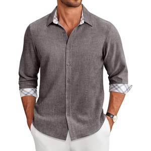 image:imageCOOFANDY Mens Long Sleeve Button Down Shirts Casual Untucked Shirt Regular Fit Dress ShirtDark Grey