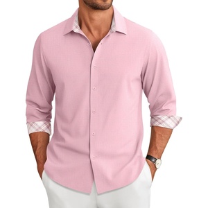 image:imageCOOFANDY Mens Long Sleeve Button Down Shirts Casual Untucked Shirt Regular Fit Dress ShirtPink