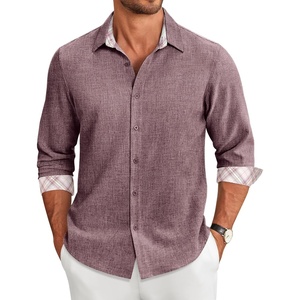 image:imageCOOFANDY Mens Long Sleeve Button Down Shirts Casual Untucked Shirt Regular Fit Dress ShirtRed